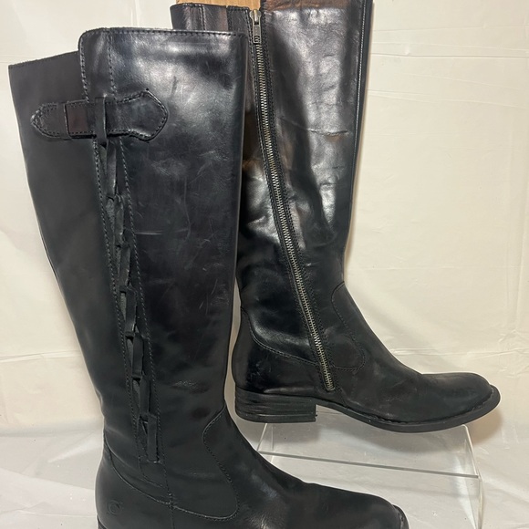 Born Cook Braided Side Leather Suede Tall Boots black size 8 - Picture 8 of 16